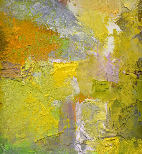 Pintura Amarelo Abstrato Verdes Pintados Primed Mídia Mista — Fotografia de Stock