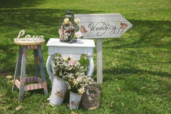 Madera Hecha Mano Decoración Boda Bienvenida — Foto de Stock