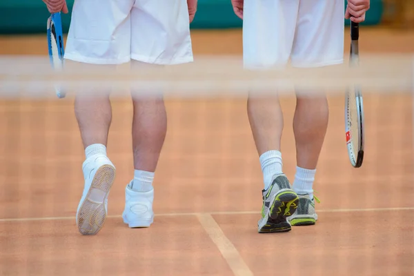 View Two Men Legs Tennis Court — Stock Photo, Image
