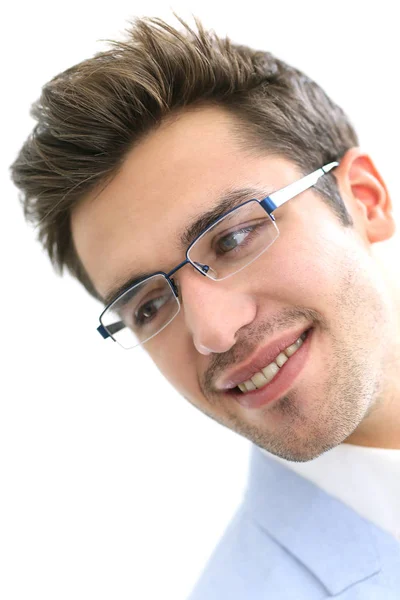 Portret Młodego Mężczyzny Okularach Odizolowany — Zdjęcie stockowe
