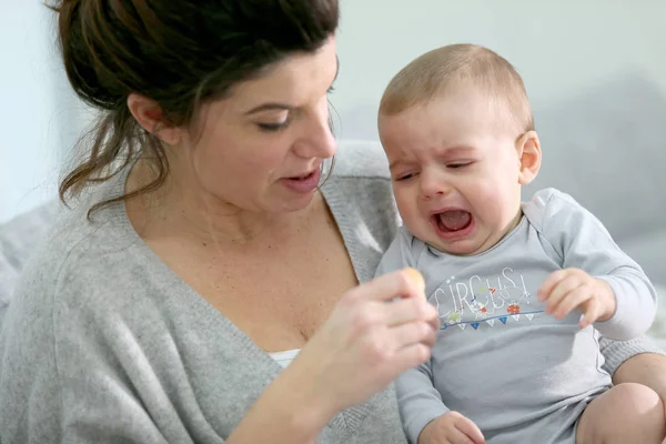 Bambino Ragazzo Piangendo Avere Cibo — Foto Stock