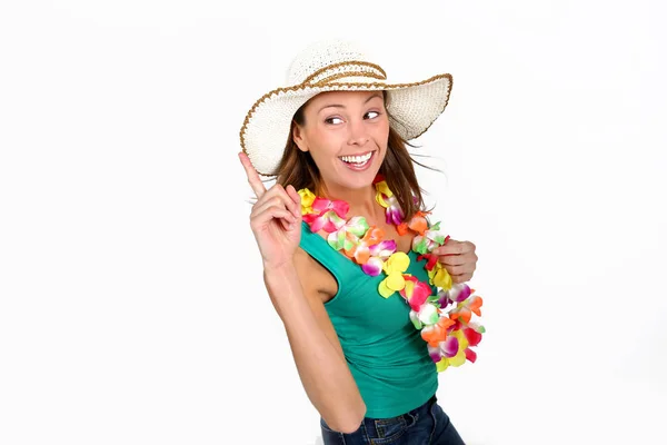 Cheerful Girl Leaving Sunny Holidays Stock Photo