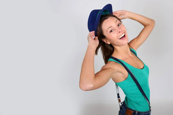 Charming Cheerful Girl Wearing Hat Stock Image