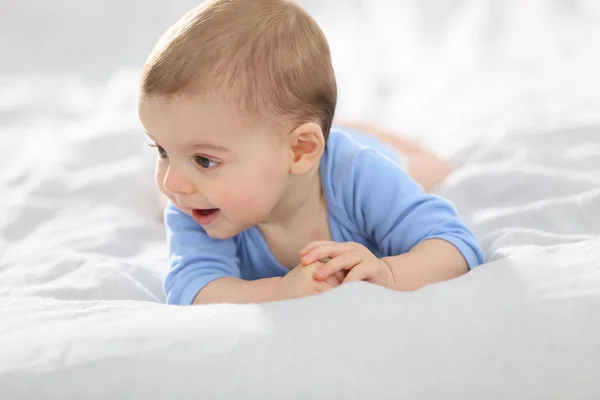 Month Old Baby Boy Laying Bed — Stock Photo, Image