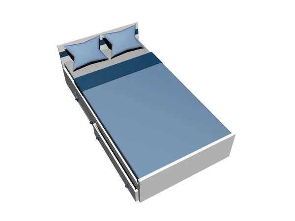 Tweepersoonsbed Slaapkamer Bed Illustratie — Stockfoto