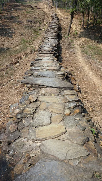 Petit Chemin Vers Colline Dans Parc Historique Sukhothai — Photo