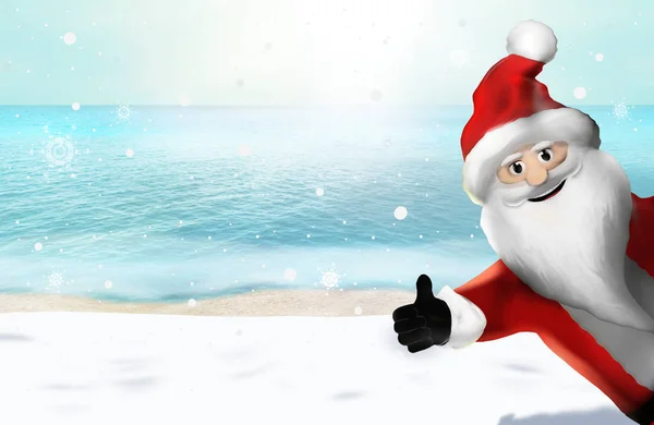 Navidad Playa Santa Claus Thumbs Render —  Fotos de Stock