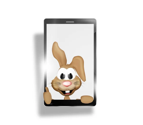 Happy Easter Bunny Mobile Phone — Stock Photo, Image