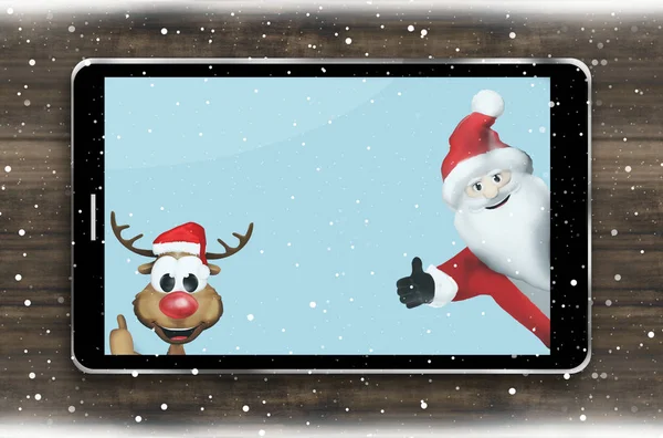 Santa Claus Reindeer Selfie Photo — стокове фото
