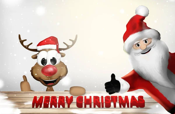 Christmas Santa Claus Thumbs Render Cartoon — Stock Photo, Image