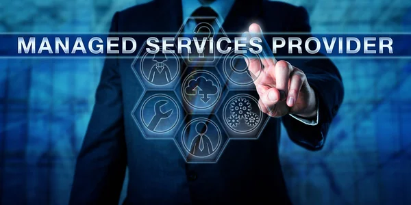 Broker Pressing Managed Services Provider Interactive Virtual Touch Screen Interface — Stock Photo, Image