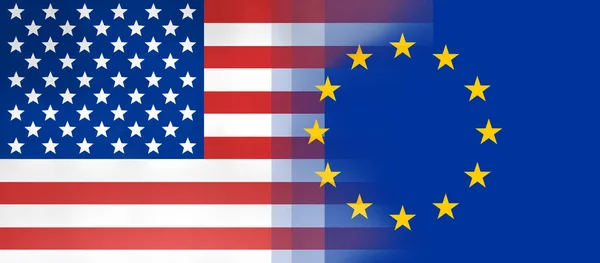 Koncept Pozadí Vlajky Usa Evropa — Stock fotografie