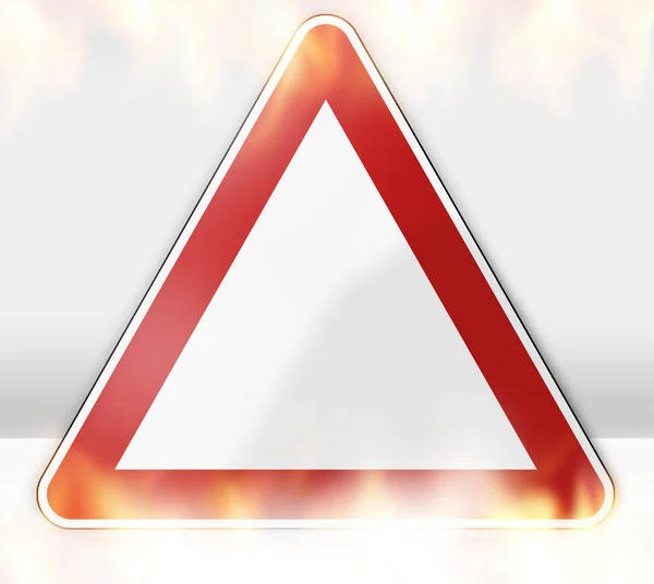 German Road Sign Flames — Stock Photo, Image
