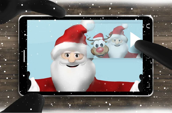 Санта Клаус Просматривает Фотографии Селфи — стоковое фото