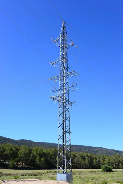 Línea Transmisión Torre Alta Tensión — Foto de Stock