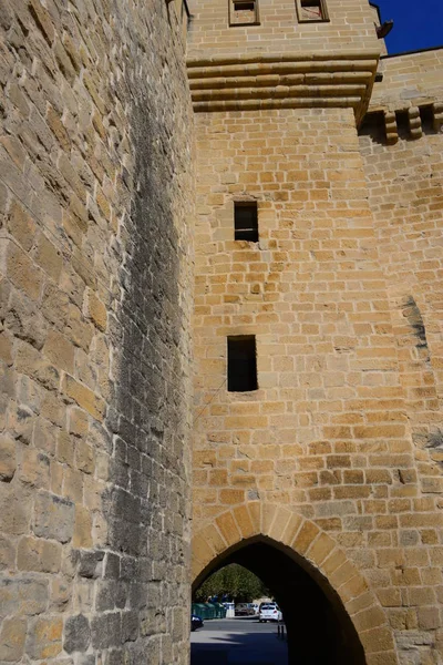 Espanha Olite Província Navarra Casas Fachadas Castelo — Fotografia de Stock