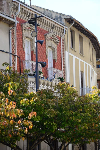 Spanje Olite Provincie Navarra Huizen Gevels Kasteel — Stockfoto