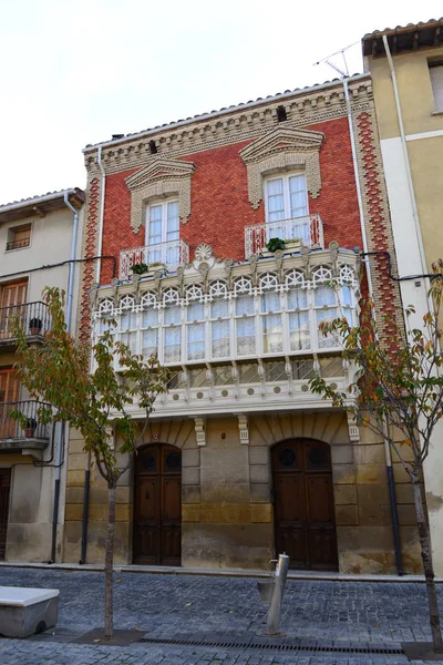 Espanha Olite Província Navarre Casa Facades Castle — Fotografia de Stock