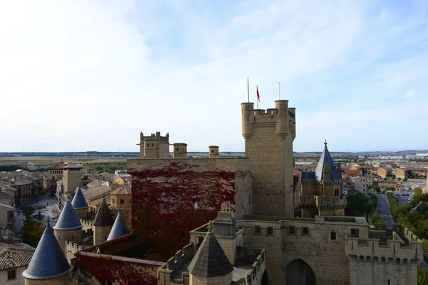 Ισπανικό Olite Επαρχία Navarra Προσόψεις Σπιτιών Κάστρο — Φωτογραφία Αρχείου