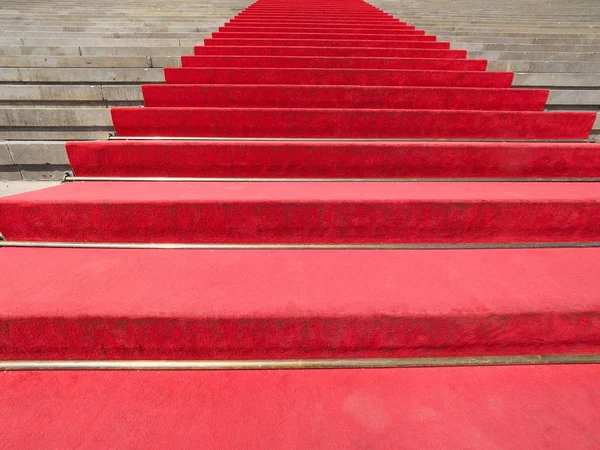 Red Carpet Stairway Mark Route Heads State Vips Celebrities Ceremonial — Stock Photo, Image