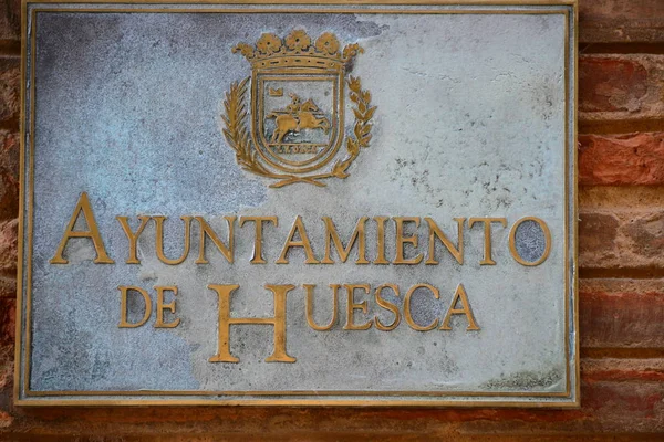 House Facades Huesca Province Huesca Street Signs Enamel Tiles Španělsko — Stock fotografie