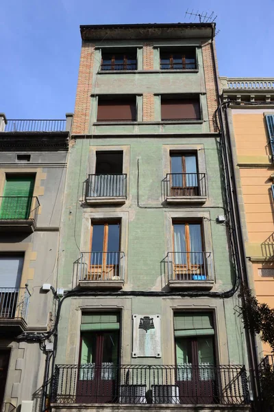 Spanien Vic Gerona Provinz Häuser Hausfassaden Stadtblick — Stockfoto