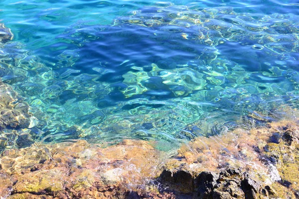 Spanyolország Lloret Mar Gerona Tartomány Mediterrán Kék Strand Szikla — Stock Fotó