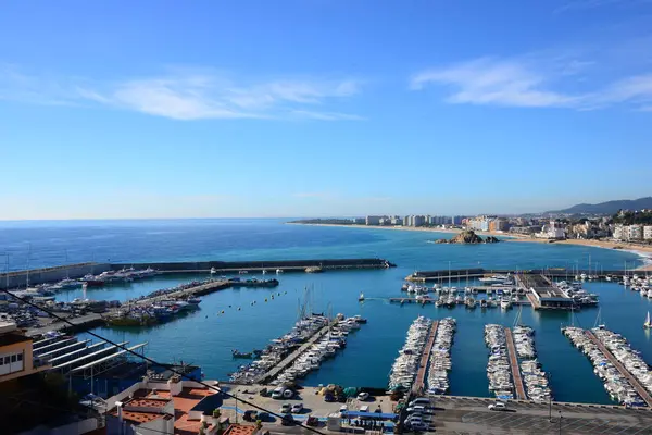 Aflicción Mantas Provincia Gerona Casas Fachadas Casa Puerto Barcos Mediterráneo — Foto de Stock