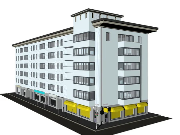 Visualisation Immeuble Appartements Moderne Rendu — Photo
