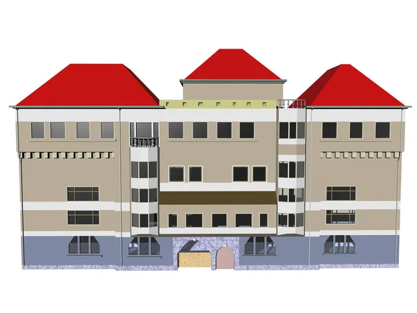 Visualisatie Van Modern Appartementencomplex Render — Stockfoto