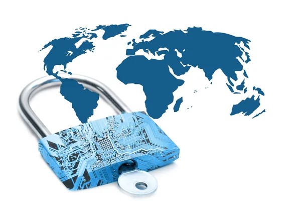 Blue Digital Lock Representing Internet Security — Stock Photo, Image