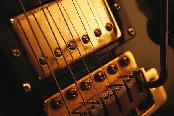 Captador Humbucking Banhado Ouro Bloco Trmolo Com Braço Uma Guitarra — Fotografia de Stock