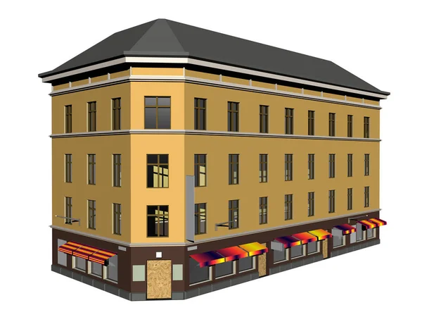 现代公寓楼的可视化 3D渲染 — 图库照片