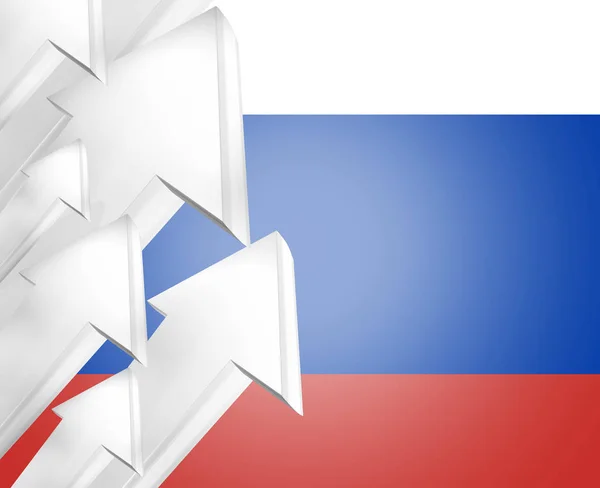 Ryssland Ryska Flagga Silver Metalliska Pilar Render — Stockfoto