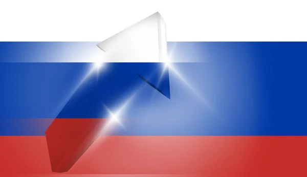 Ruská Vlajka Stříbrné Kovové Šipky Vykreslení — Stock fotografie
