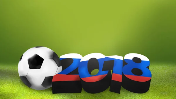2018 Futebol Bola Futebol Bandeira Rússia Colorido Render — Fotografia de Stock