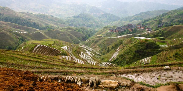 Longji Rice Terraces Localizado Lado Aldeia Ping China — Fotografia de Stock