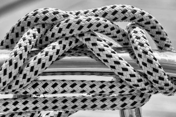 Rope Boat Black White — Stock Photo, Image