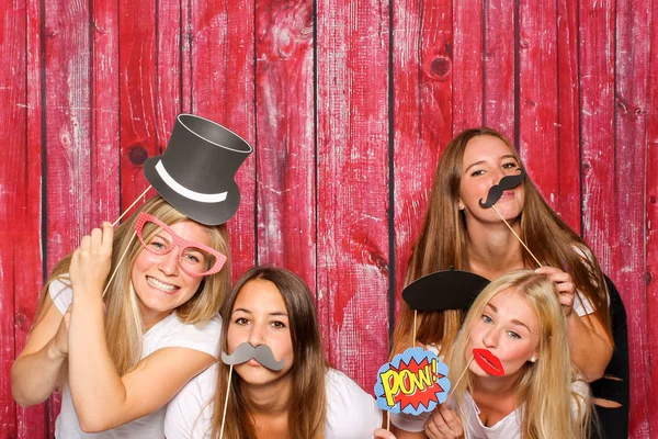Girls Different Probs Photobooth — Stock Photo, Image