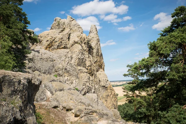 Teufelsmauer Com Vista Para Vale — Fotografia de Stock