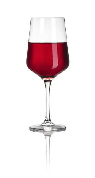 Glas Met Rode Wijn Tegen Een Witte Achtergrond — Stockfoto