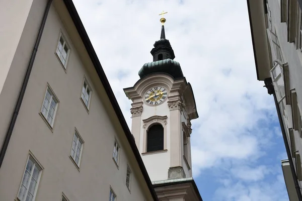 Зальцбург Лазерний Газ Церква Церковна Вежа Вул Сагастий Перше Церква — стокове фото