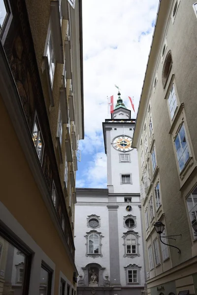 Salzburg Town Hall Tower Town Hall Tower Narrow Street Sigmund — Stock Photo, Image