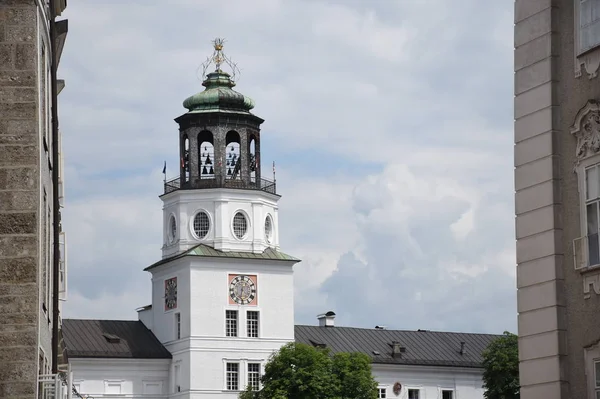 Salzburg Nueva Residencia Palazzo Nuovo Glockenspiel Torre Residenzplatz Museo Museo — Foto de Stock