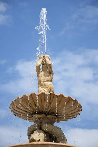 Residenzbrunnen Residenzplatz Hauptplatz Salzburg Museo Estatua Casco Antiguo Barroco — Foto de Stock