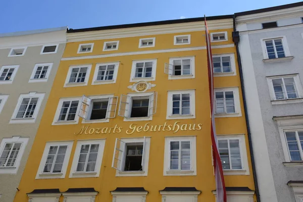 Salzburg Getreidegasse Mozart Berço Local Nascimento Mozart Wolfgang Amadeus Mozart — Fotografia de Stock