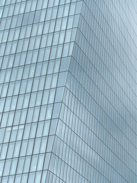 neck of the glass facade of the european central bank in frankfurt