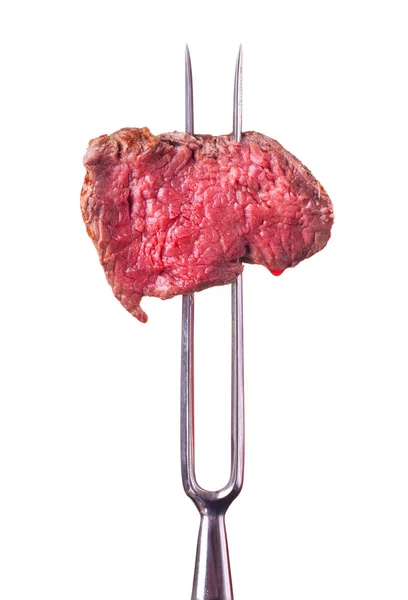 Çatalında Bir Parça Biftek — Stok fotoğraf