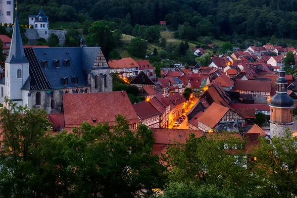 Stolberg Harz Nachtaufnahmen Schloss — Stockfoto