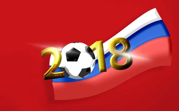 2018 Rússia Futebol Futebol Dourado Colorido Fonte Render — Fotografia de Stock